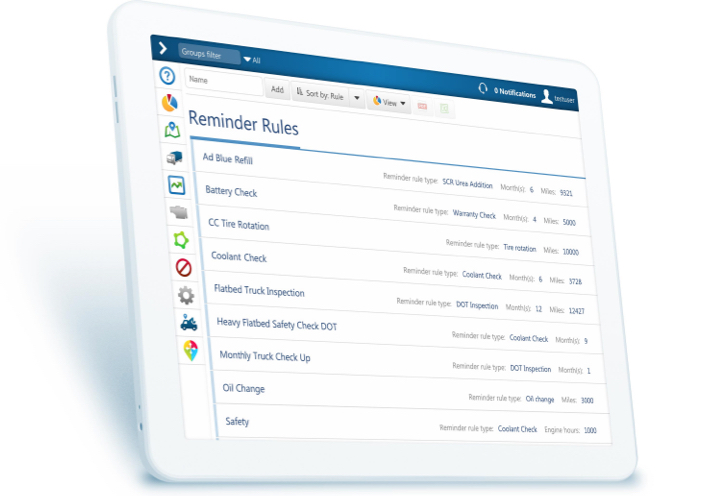 Remind Rules Screen on Tablet